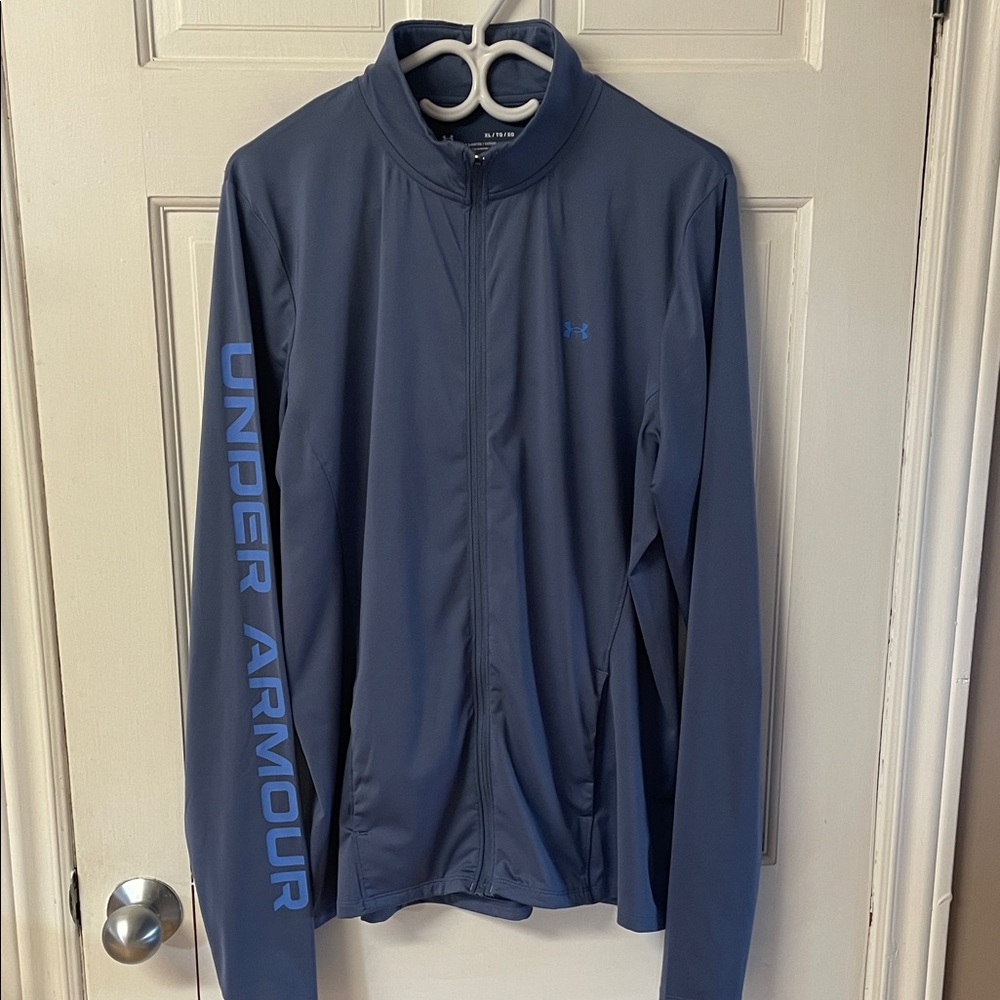Under Armour fitted blue zip up light golf shirt jacket men’s size XL **sale**